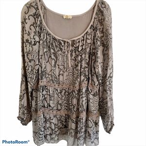 M Made in‎ Italy Silk Tiered Tunic Top S